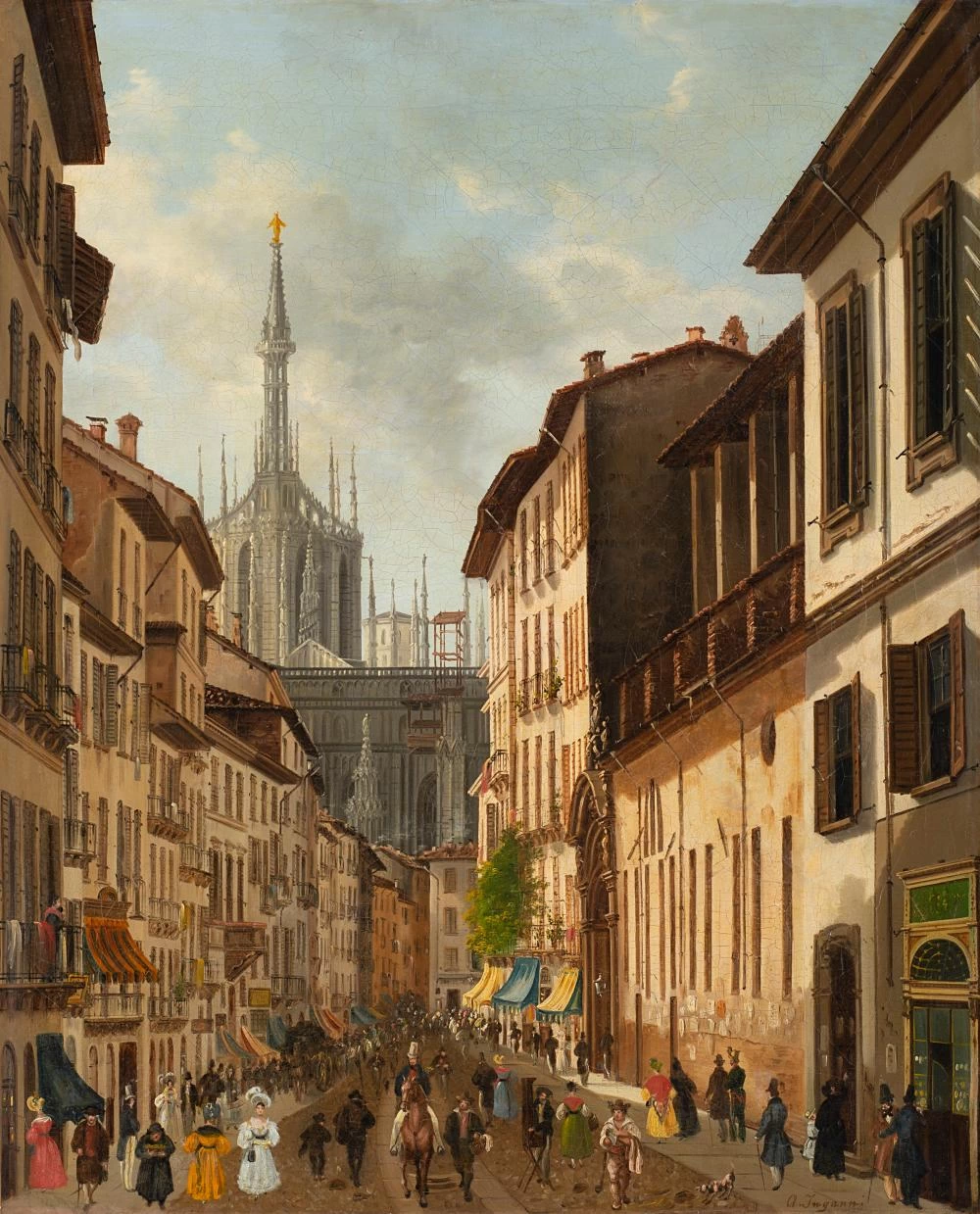  229-Angelo Inganni-Veduta della Corsia dei Servi (Il Corso Francesco) 